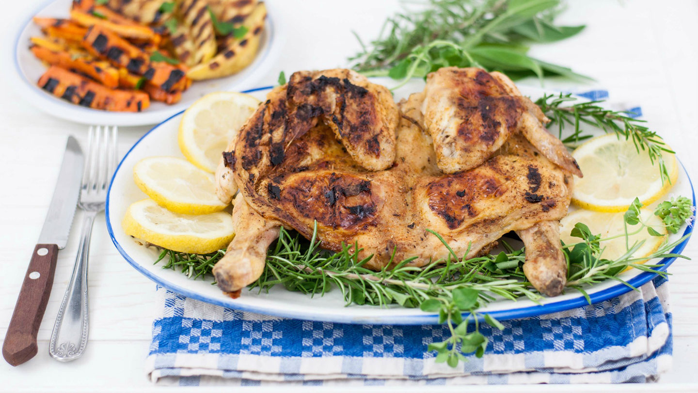 Pollo saporito con verdure alla griglia